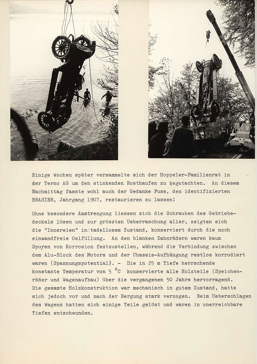 Ein Bericht mit Bildern über die Rettung eines Oldtimers aus dem Wasser. 