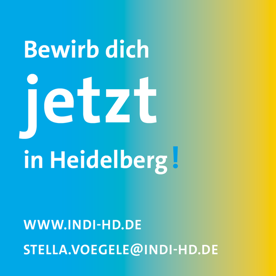 Stellenanzeigen auf Social Media mit dem Logo der Individualhilfe Heidelberg mit cyan-gelbem Farbverlauf. 