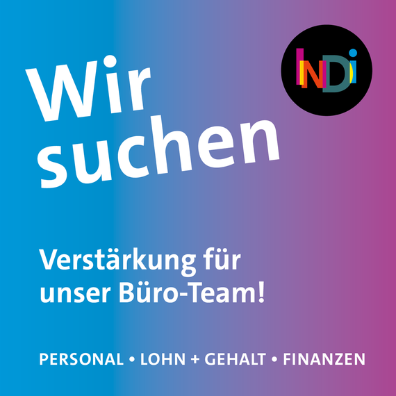 Stellenanzeigen auf Social Media mit dem Logo der Individualhilfe Heidelberg mit cyan-violettem Farbverlauf. 